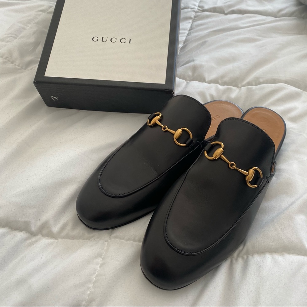 Gucci Princetown Loafers size 37.5 Black Leather